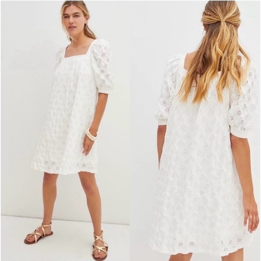 Anthropologie Maeve Eyelet Mini Dress Size Large  | Bridal Summer Feminine